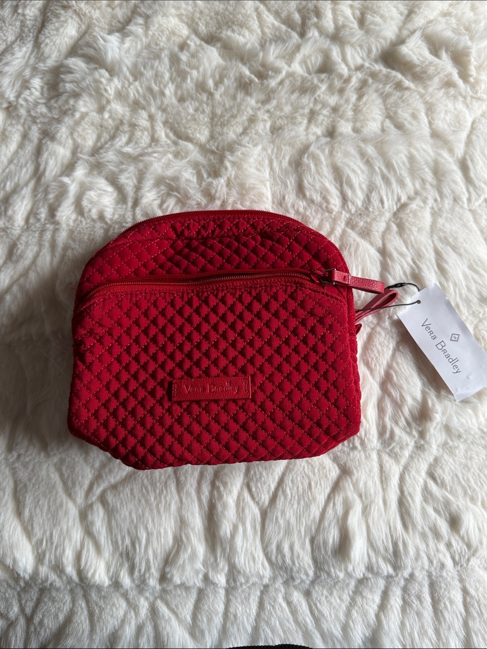 Never Used Vera Bradley Quilted Red Zip Cosmetic Case